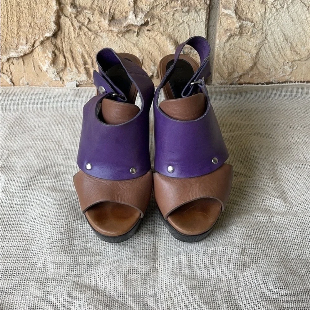 Marni Platform Purple & Taupe Perp Toe sandal heels sienna Size 35